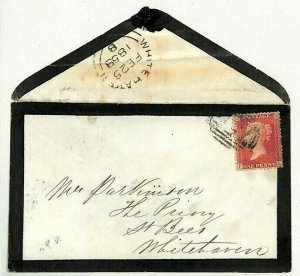 GB Cover CUMBERLAND Mourning Envelope *Whitehaven* Cumbria St.Bees 1858 NN116