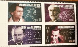 US# 3909a American Scientists Block of 4 37c 2005 Mint NH