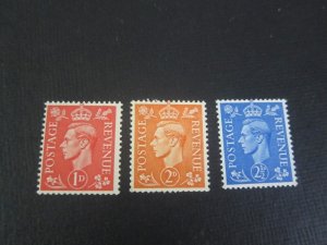 United Kingdom 1942 Sc 259a,261a,262a KGVI MNH