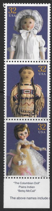 US #3151b,h,l  MNH Classic American Dolls.  Great stamps.