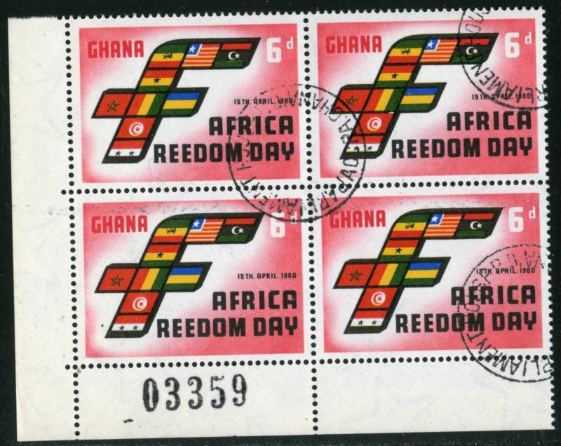 GHANA - #76 - USED PLATE BLOCK OF 4 -1960 - GHANA016