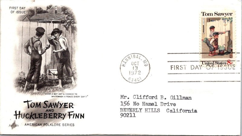 FDC 1972 SC #1470 Artcraft Cachet - Hannibal MD - Single - J1874