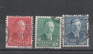 Lithuania  Scott#  283-285  Used  (1934 Pres. Antanas Smetona)