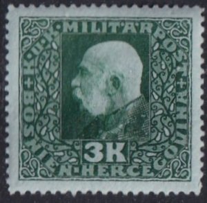Bosnia & Herzegovina 102 (mh, 2 tiny toning spots) 3k Franz Josef, grn on blue