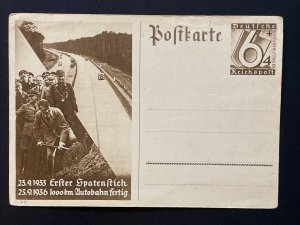 1936 Germany, Pre-stamped Semi-Postal Postcard Mi #P263, First 1000km Autobahn