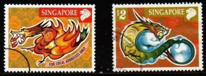 SINGAPORE SG1024/5 2000 YEAR OF THE DRAGON USED