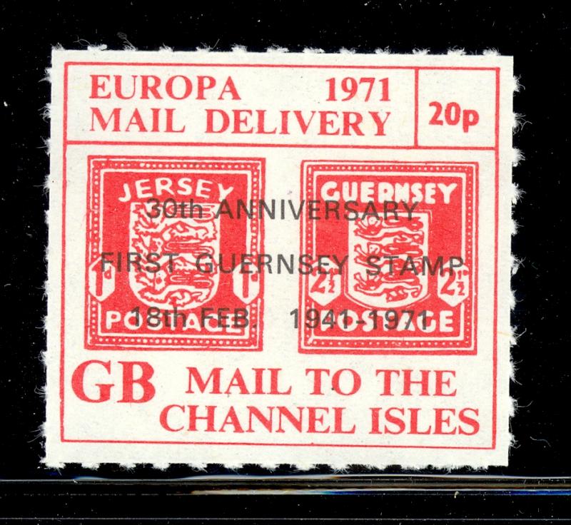 GREAT BRITAIN 1971 STRIKE POST LABELS 20p MAIL TO CHANNEL ISLANDS Issue MNH