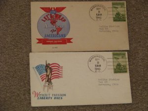 US SCOTT# 929, IWO JIMA ON 2 PATRIOTIC COVERS, SEPT., 2, 1945