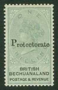 SG 46 Bechuanaland 1888. 1/-green & black. A fine fresh lightly mounted mint...