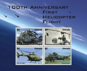 Grenada - 2007 - Helicopter - Sheet Of 4 - MNH