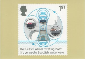 Great Britain 2019 PHQ Card Sc 3840 1st Falkirk Wheel rotating boat lift