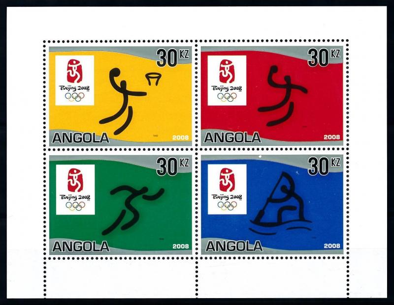 [92456] Angola 2008 Olympic Games Beijing Basketball Handball Sheet MNH