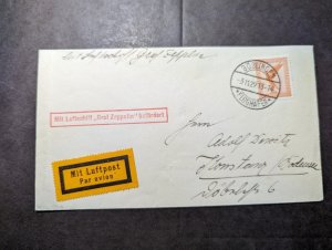 1929 Germany Airmail LZ 127 Graf Zeppelin Cover Boblingen to Flomstern