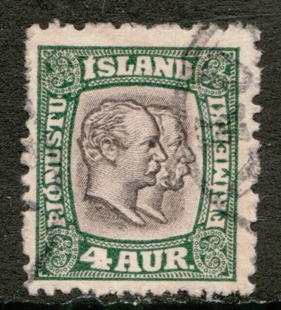 1907 Iceland Sc# O32 Official - Christian IX - Frederick VIII - Used stamp Cv$12