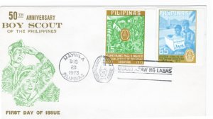 Philippines 1973 Sc 1221a-1222a IMPERFORATE FDC-2