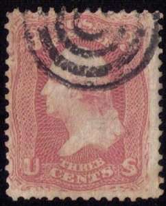 US Sc 64b Used Rose Pink Target Cancellation F-VF Cat.$180.00