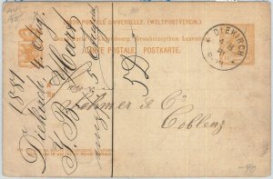 70013 - LUXEMBOURG - POSTAL HISTORY - P40  Stationery Card from DIEKIRCH 1881