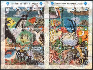 St. Vincent & Grenadines 1998 Marine Life Year of Ocean Fishes 2 Sheets MNH