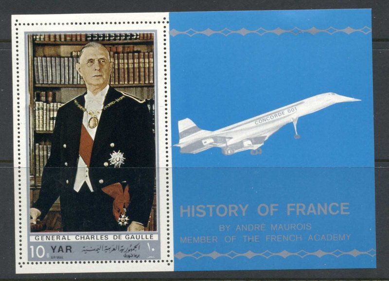 Yemen 1969 Mi#MS115 History of France de Gaulle, Concorde MS MLH