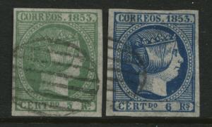 Spain 1853  5 and 6 reals nice used examples