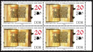 1990, Germany DDR, 20pf block of 4, MNH, Sc 2828, Mi 3340