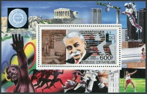 CAR 693,MNH.Michel 1113 Bl.319. OLYMPHILEX-1985.Pierre de Coubertin.