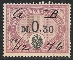 GERMANY 1875 0.30m Red Violet Bill of Exchange Revenue Erler No.AJ51B VFU