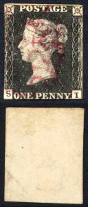 Penny Black (SI) Plate 6 Bright Magenta Maltese Cross Cat 3000 pounds