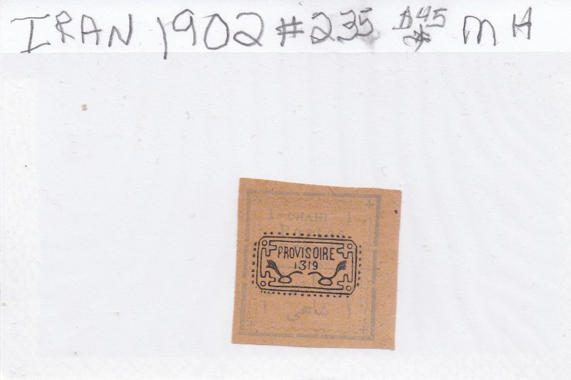 Iran/Persia 1903 #235 -- MH -- Type I handstamped in Black of A25