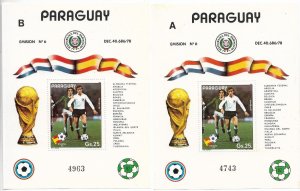 PARAGUAY 1982 WORLD FOOTBALL CUP SPAIN 82  2 SOUVENIR SHEETS A / B BL372 C496