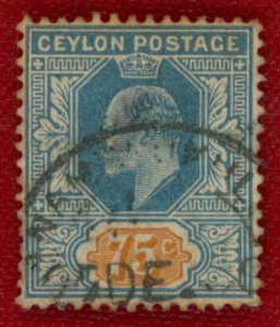 CEYLON Sc 190 VF/USED - 1905 75c King Edward VII - Nice Centering - See Desc