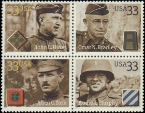 United States #3396a, Complete Set, Block Of 4, 2000, Military Related, Never...