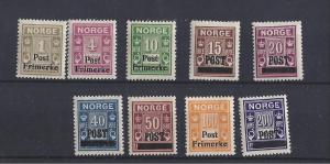Norway, 136-44, Overprinted Singles,**MLH**