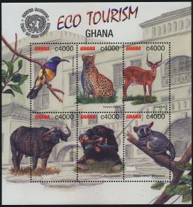 Ghana 2331 MNH Eco Tourism, Animals, Birds, Leopard, Chimpanzee