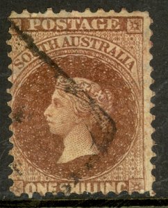 SOUTH AUSTRALIA 1901 QV 1sh Red Brown Portrait Issue Sc 118a Used