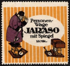 Vintage Germany Poster Stamp Jaraso Personal Scale With Mirror 18 Marks