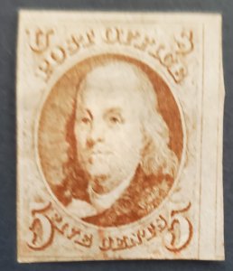 US 1, 1847 Franklin, very light cancel, strong color, great price