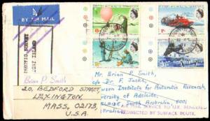 1971 BRITISH ANTARCTIC TERRITORY TO AUSTRALIA FORWARDED + AUXILIARY SURFACE