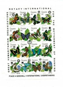 Guyana - 1991 - Butterflies - Rotary Overprint - Scott #2423 - Sheet Of 16 - MNH