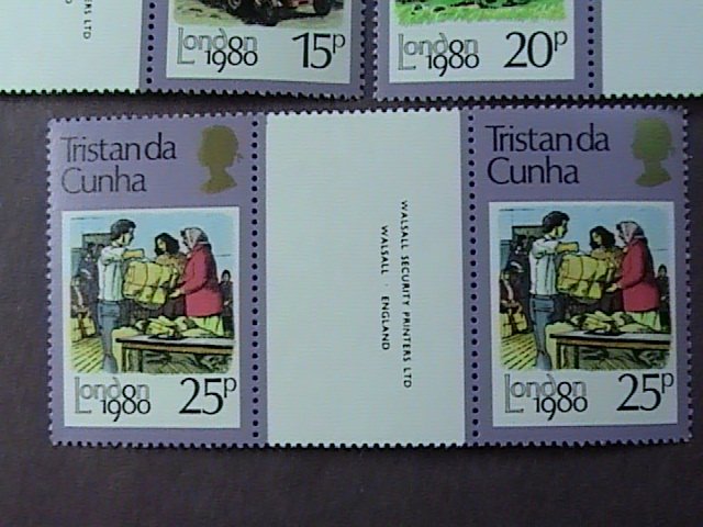 TRISTAN da CUNHA # 272-276-MINT/NH-COMPLETE SET OF CROSS GUTTER PAIRS--1980