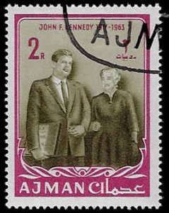 Ajman #23 Used OG (CTO) LH; 2r John F Kennedy - with Mother (1964)