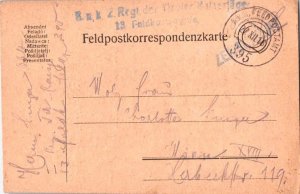 Austria Soldier's Free Mail 1916 K.u.K. Feldpostamt 395 Postcard to Vienna wi...