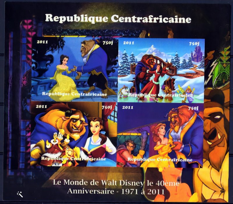 Central African 2011 THE LION KING DISNEY CHARACTERS Sheetlet (4) IMPERFORATED