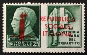 ITALY RSI (Social R.) War Propaganda ESSAY Sass.P4 cv 960$ CERT. AVANZO MNH** R+