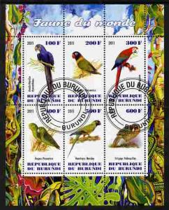 Burundi 2011 Fauna of the World - Parrots #1 perf sheetle...