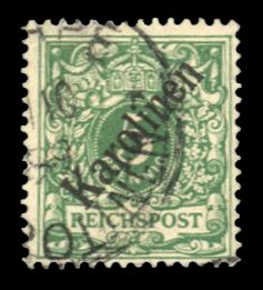 German Colonies, Caroline Islands #2a Cat$575, 1899 5pf green, overprinted at...