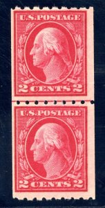 US SCOTT #411 LINE PAIR MINT-VF-OG-NH W/ CROWE CERT SCV $125 (4/10/24 GP)