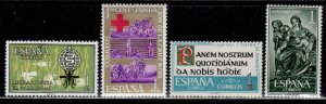 Spain #1152, 1173, 1195-96 ~ 4 Different Single Issues ~ Unused, LHM (1962-63)