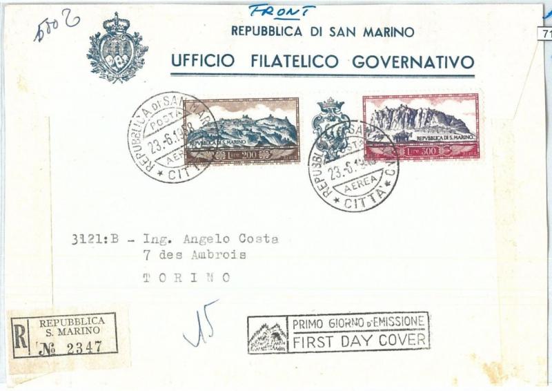 71864 - SAN MARINO - POSTAL HISTORY -  1958  Mountains NATURE FDC front only