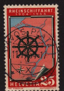 Switzerland 349 Map and Nautical Emblems 1954